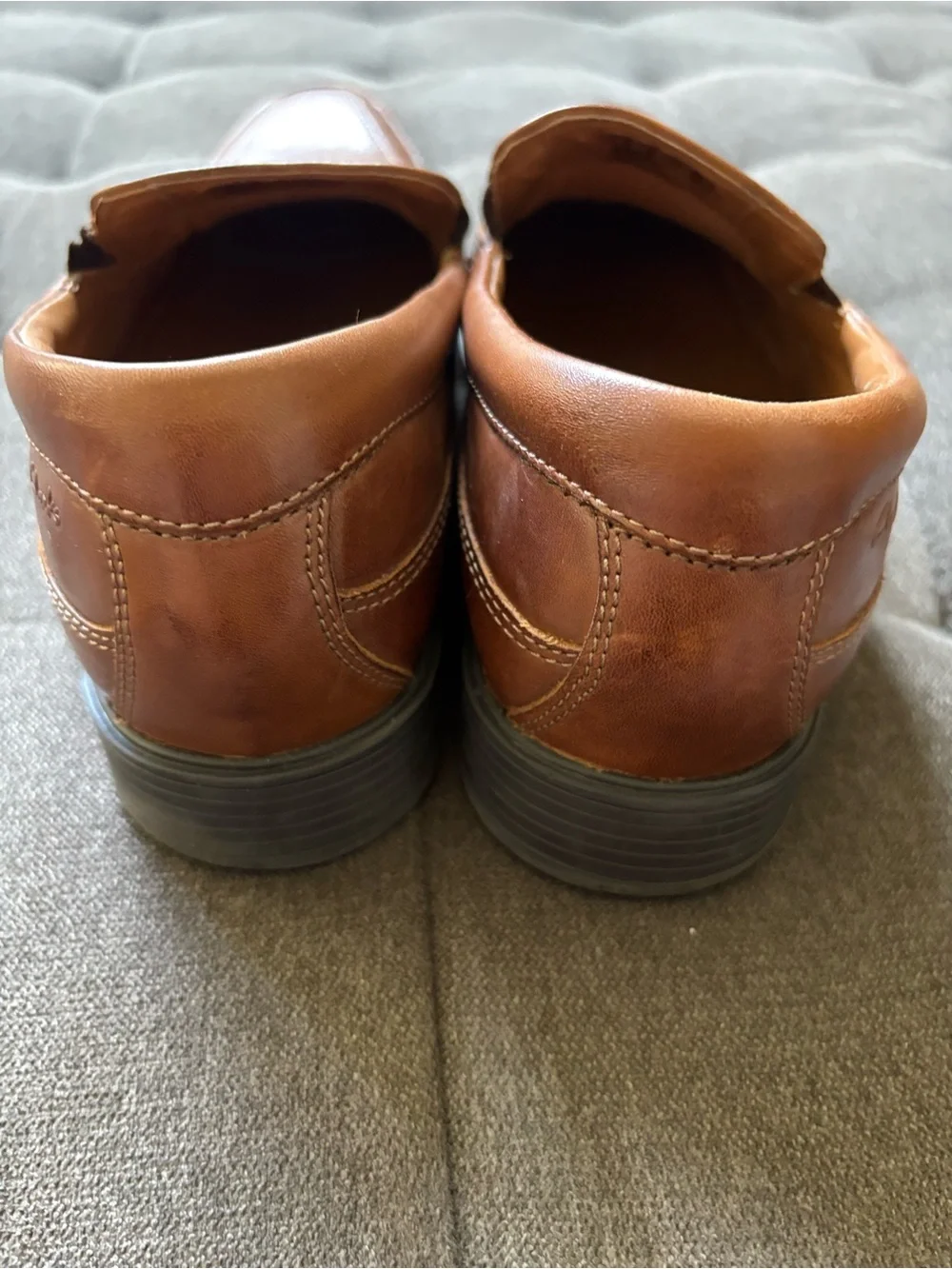 Clarks Men's Dresslite Step Dark Tan Leather Slip-On Loafers